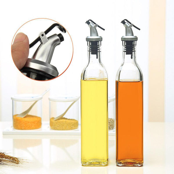 500ML Large Oil Bottle with Safety Lock Cap - Glass